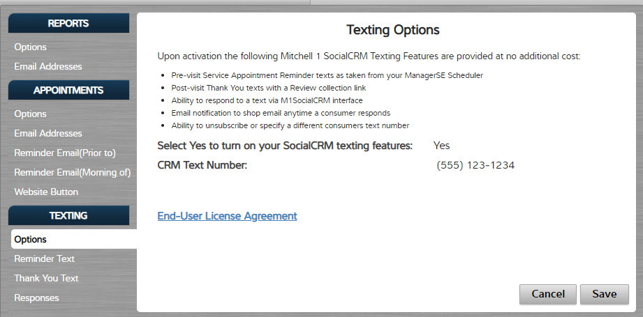 Texting Options in SCRM