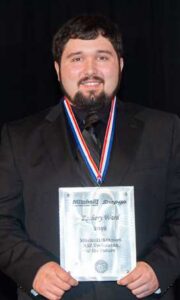 Zackery Ward with ASE Award